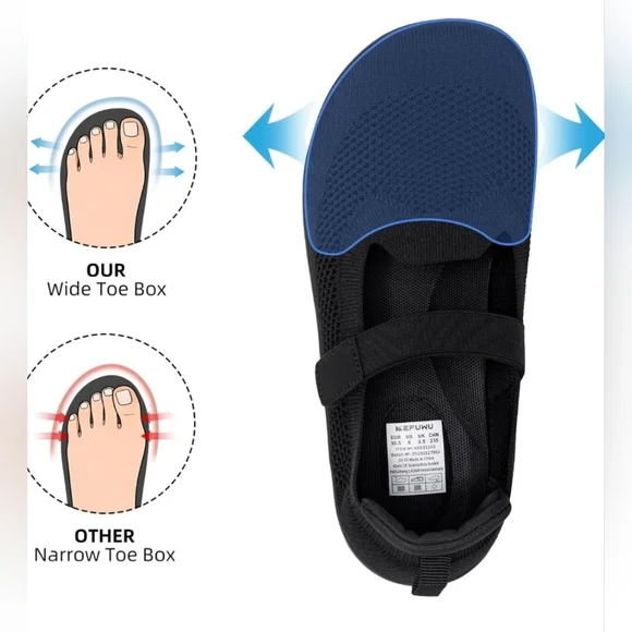 KEFUWU Wide Toe Orthopedic Walking Shoes | Size 9 (Fits 9.5) | Worn Once - Picture 3 of 10